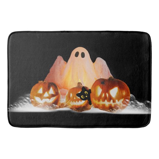 Halloween Ghost & Black Cat Badkamer Bubbels Badmat (Voorkant)