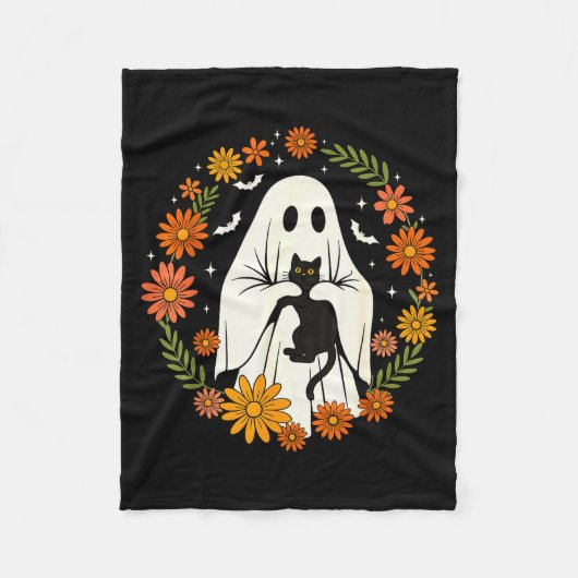 Halloween Ghost Black Cat Cute Funny  Fleece Deken (Voorkant)