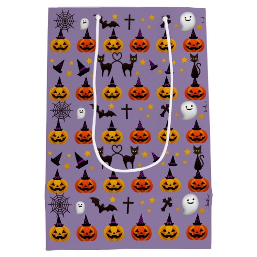 Halloween Ghost Black Cat Oranje JackOLantern Medium Cadeauzakje (Achterkant)