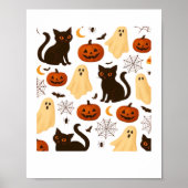  Halloween Ghost & Black Cat Pattern Classi Poster (Voorkant)