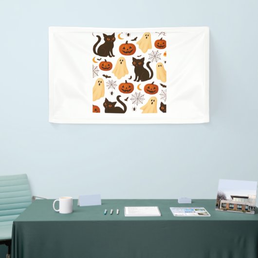  Halloween Ghost & Black Cat Pattern Classi Spandoek (Beurs)