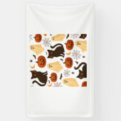  Halloween Ghost & Black Cat Pattern Classi Spandoek (Verticaal)