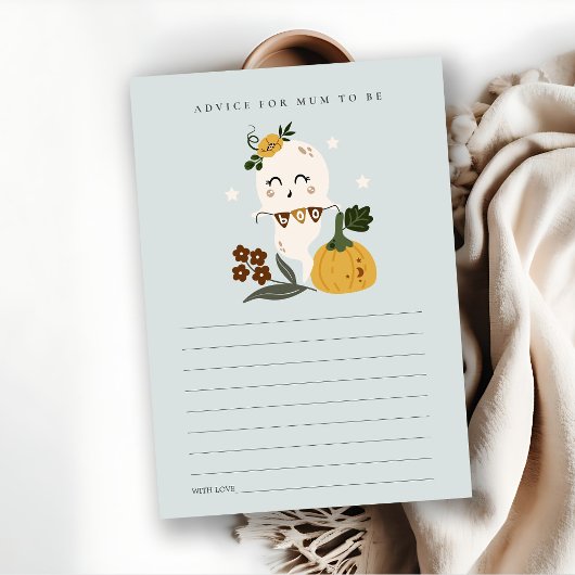 Halloween Ghost Boo Advice for Mum Baby shower Informatiekaartje