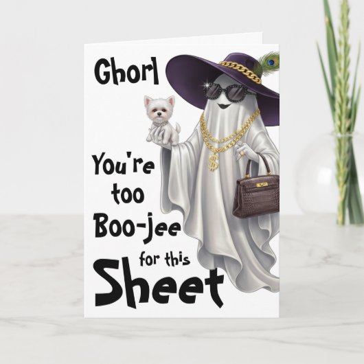 Halloween Ghost Boo Boujee Vrouwen Gelukkige Verja Kaart (Voorkant)