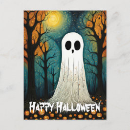 Halloween Ghost Boo Creepy Pumpkin Forest Briefkaart