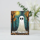 Halloween Ghost Boo Creepy Pumpkin Forest Briefkaart (Staand voorkant)
