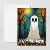 Halloween Ghost Boo Creepy Pumpkin Forest Briefkaart (Voorkant / Achterkant)