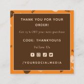 Halloween Ghost Boo Pattern Herfst Autumn Dank u Vierkante Visitekaartje (Achterkant)