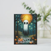 Halloween Ghost Boo Pompoen Nachtbos Briefkaart (Staand voorkant)