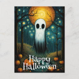 Halloween Ghost Boo Pompoen Nachtbos Briefkaart