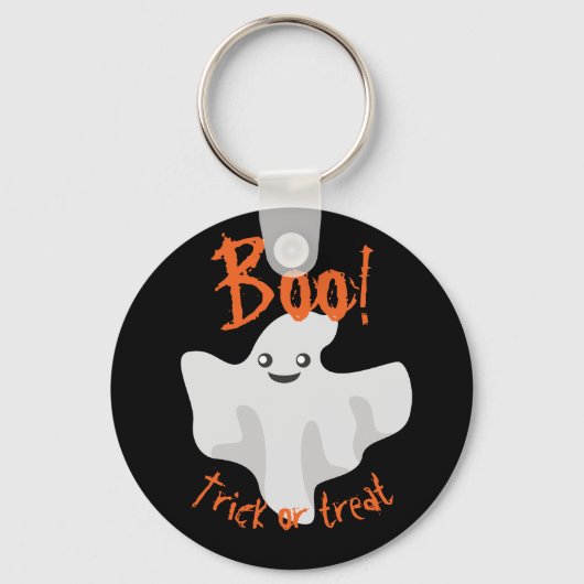 Halloween Ghost Boo! Trick or treat Black Sleutelhanger (Voorkant)