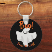 Halloween Ghost Boo! Trick or treat Black Sleutelhanger (Voorkant)