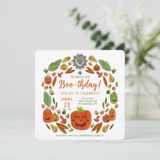 Halloween Ghost Boo-Verjaardag Uitnodiging (Staand voorkant)