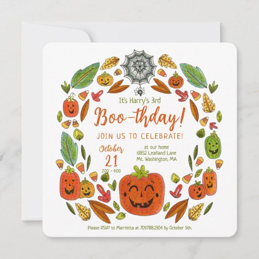 Halloween Ghost Boo-Verjaardag Uitnodiging (Voorkant)