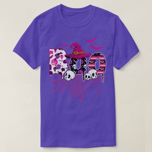 Halloween Ghost Boo Witch Pet Scare Away Breast Ca T-shirt (Design voorkant)