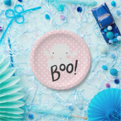 Halloween Ghost Borden in Roze Papieren Bordje (Feest)