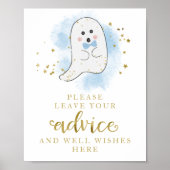 Halloween Ghost Boy Baby shower Advice Sign Poster (Voorkant)