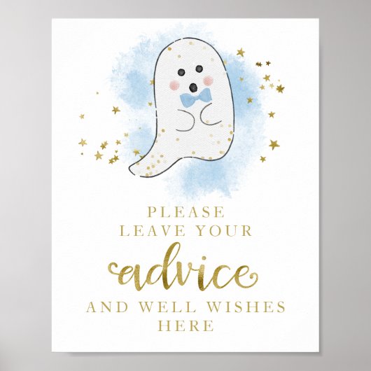 Halloween Ghost Boy Baby shower Advice Sign Poster (Voorkant)