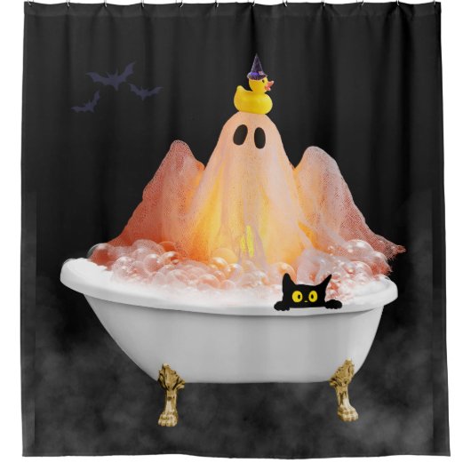 Halloween Ghost Bubble Bath Douchegordijn (Voorkant)