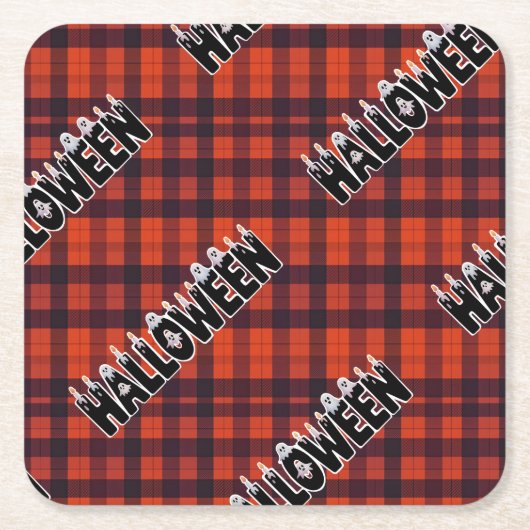 Halloween Ghost Candle Lettering Kartonnen Onderzetters (Voorkant)