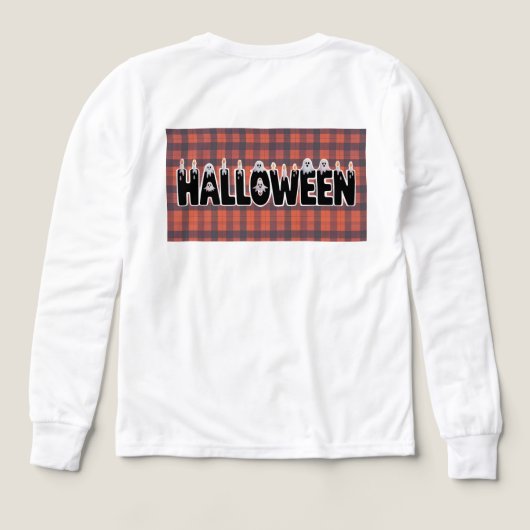 Halloween Ghost Candle Lettering Long Sleeve T (Achterkant)