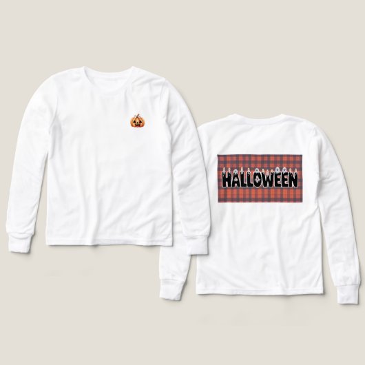 Halloween Ghost Candle Lettering Long Sleeve T (Voorkant /achterkant)
