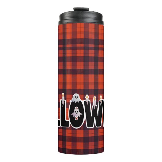 Halloween Ghost Candle Lettering Thermosbeker (Voorkant)