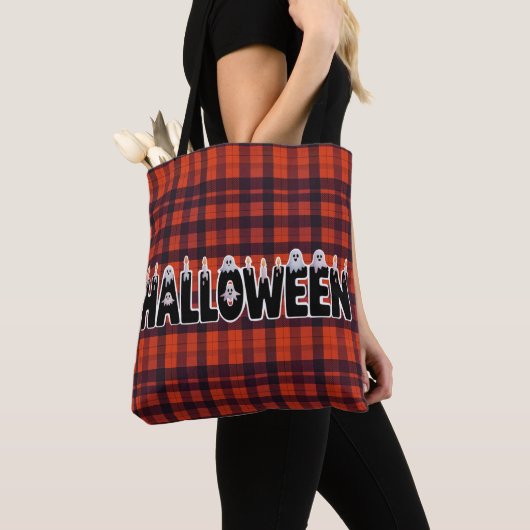 Halloween Ghost Candle Lettering Tote Bag (Dichtbij)