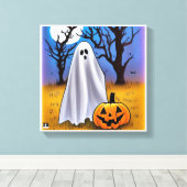 Halloween Ghost Canenorme Art Canvas Afdruk (Insitu (Houten vloer))