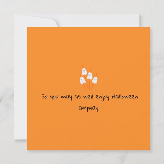 Halloween Ghost Cartoon Black Oranje Fun Flat Kaart (Achterkant)