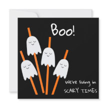 Halloween Ghost Cartoon Black Oranje Fun Flat