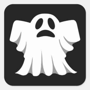 Halloween Ghost Cartoon Illustratie 10 Vierkante Sticker