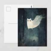 Halloween Ghost Cat Briefkaart (Voorkant / Achterkant)