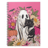 Halloween Ghost Cat iPhone / iPad hoesje Notitieboek (Voorkant)
