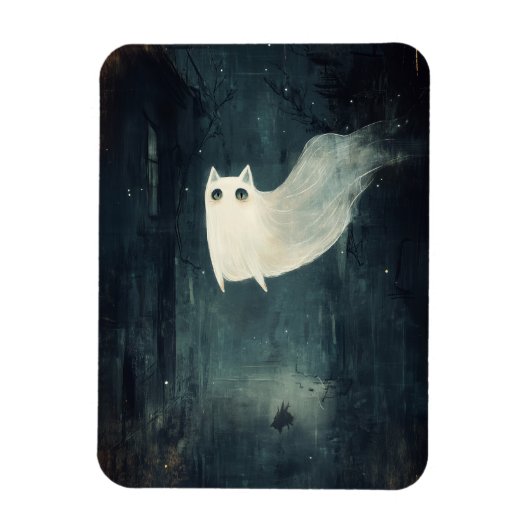 Halloween Ghost Cat Magneet (Verticaal)