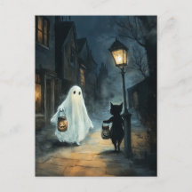 Halloween Ghost & Cat Ontmoeting