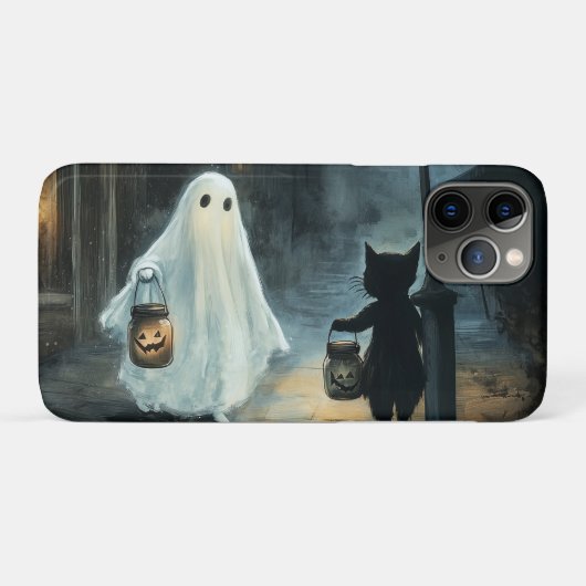 Halloween Ghost & Cat Ontmoeting Case-Mate iPhone Case (Achterkant (horizontaal))