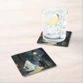 Halloween Ghost & Cat Ontmoeting Kartonnen Onderzetters (Insitu)