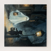 Halloween Ghost & Cat Ontmoeting Legpuzzel (Horizontaal)