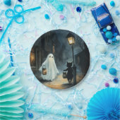 Halloween Ghost & Cat Ontmoeting Papieren Bordje (Feest)