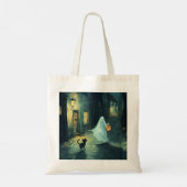 Halloween Ghost & Cat Ontmoeting Tote Bag (Achterkant)