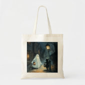 Halloween Ghost & Cat Ontmoeting Tote Bag (Voorkant)