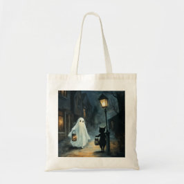 Halloween Ghost & Cat Ontmoeting Tote Bag