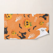 Halloween Ghost Cat Pumpkin Patroon Handdoek (Handdoek)