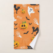 Halloween Ghost Cat Pumpkin Patroon Handdoek (Handdoek)