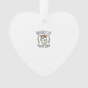 Halloween Ghost Cat Social Club Retro Griezeldier Ornament