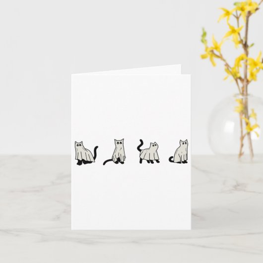 Halloween Ghost Cats Cute Cats in Ghost Costumes F Kaart (Gele Bloem)
