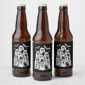 Halloween Ghost Cats Lover Herfst Spooky Season Bier Etiket (Flessen)