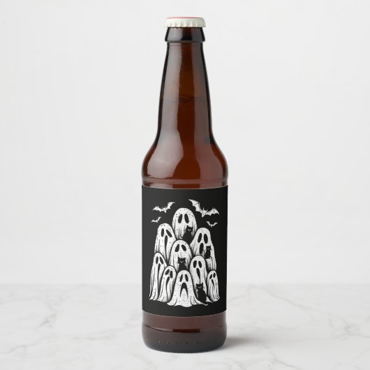 Halloween Ghost Cats Lover Herfst Spooky Season Bier Etiket (Voorkant)