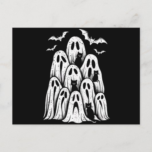 Halloween Ghost Cats Lover Herfst Spooky Season Briefkaart (Voorkant)